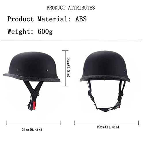 German Style Motorcycle Half Helmet Open Face Adult Men Women DOT Approved Retro Helmet，Matte Black