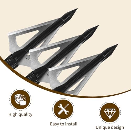 12 Pack Hunting Broadheads with Storage Case 3 Blades Archery Broadheads 100/125 Grain Screw-in Arrow Heads Arrow Tips for Traditional Bows and Compound Bow