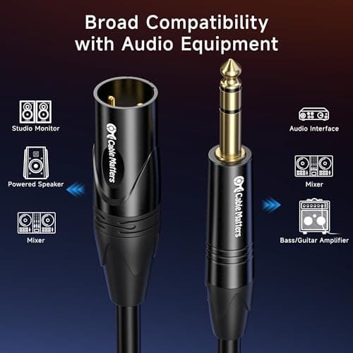 Cable Matters 6.35mm (1/4 Inch) TRS to XLR Cable - 6ft, Male to Male XLR to TRS Cable, Black - Not for Microphone Use