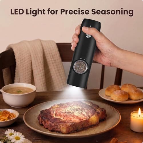 Electric Salt and Pepper Grinder Set, Rechargeable Automatic Salt and Pepper Shakers, Adjustable Coarseness Pepper Grinder with Led, Kitchen Appliances Gifts for Mom(Blackwhite) B0BQYVNKRV