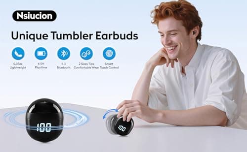 Invisible Mini Sleep Earbuds Wireless Bluetooth, Ultra-Light Comfort Fit Sleep Headphones for Side Sleepers, Unique Tumbler Portable Charging Case, Soft In-Ear Ear Plugs for Sleeping Small Ears Gym