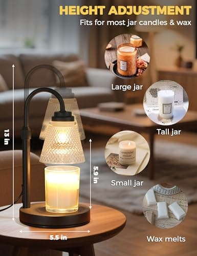 Dimmable Candle Warmer for Jar Candles, Height Adjustable Wax Melt Warmer, Room Decor Desk Lamp, House Warming Gifts New Home Candle Warmer Lamp with Timer Home Decor Birthday Gifts for Women Mom Her B0FRLWC6X9