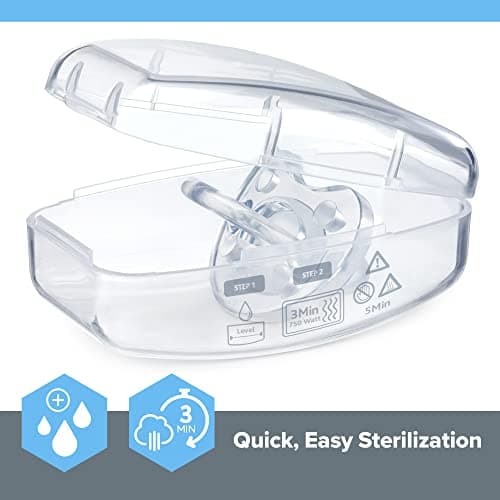 Chicco PhysioForma Silicone Orthondontic Pacifier, 0-6m | 100% Soft Silicone | Supports Breathing & Oral Development | Satin-Textured Nipple | Includes Sterilizing Case | BPA Free | Clear, 4pk