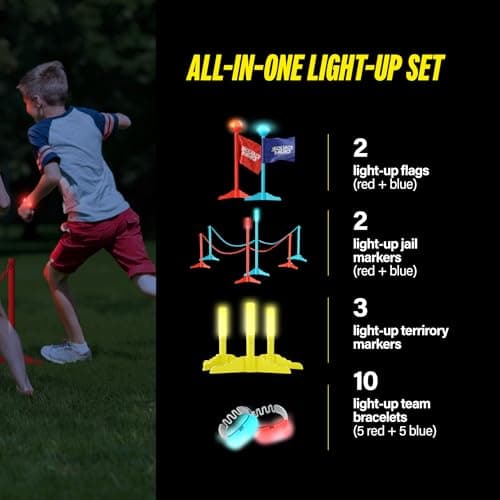 Capture the Flag Glow in the Dark Game Set - Yard Outdoor Games for Kids Ages 8, 10, 11, 12 Old - Fun Lawn Summer Family Game for Boys & Teen Boys,- Birthday Gifts - Camping and Backyard Adventures B0F9XHZSKG