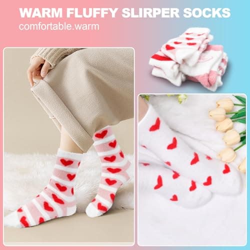 FilmHOO Fuzzy Socks for Women Cozy Fluffy Warm Socks Birthday Christmas Gifts for Women Mom Valentines Day Gifts for Her