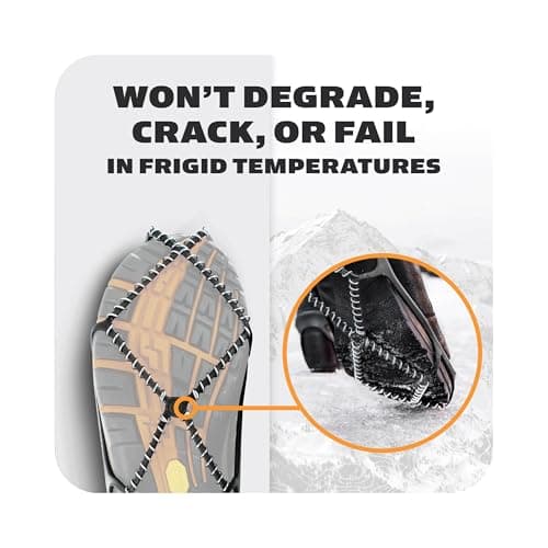 Yaktrax Walk Traction Cleats - 360-Degree Grip on Snow, Ice, & Multi-terrain Surfaces - Elastic Outer Band w/ Easy-On/Off Heel Tab & 1.2mm Zinc-coated Steel Coils - Abrasion & Rust Resistant - Unisex