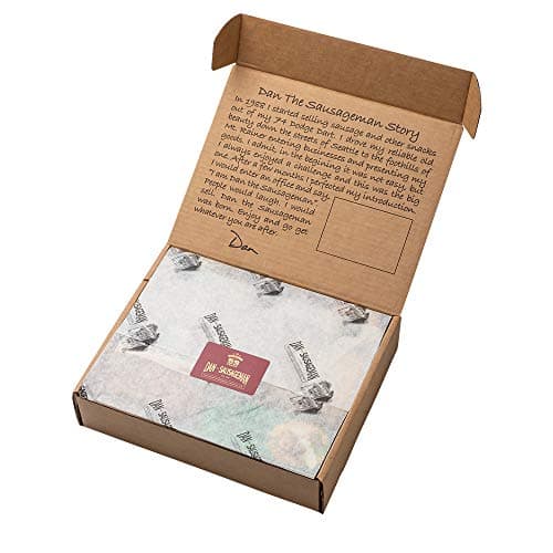 Dan the Sausageman Juneau Gourmet 8 items Gift Basket - Original Summer Sausage, Wisconsin Cheese, Mustard, Craker, Olives, Nuts and Candy | Gift Snack Box