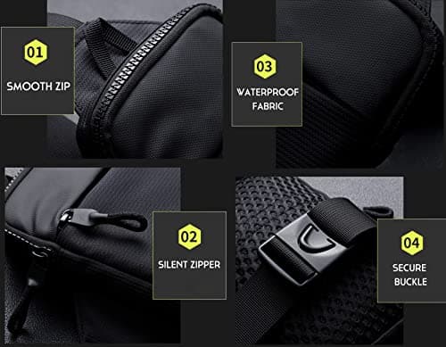 simptech Mini Crossbody Sling Bag Chest Bag Dual Pocket Water Resistant Fanny Pack Running Phone Holder for Men Women Workout Travelling