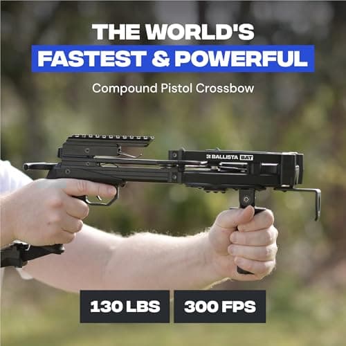 BALLISTA BAT Compound Mini Crossbow - Small Crossbow for Hunting, Fishing and Target - 300 FPS, 130 Lbs, 2.46 lbs