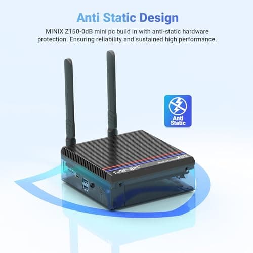 MINIX Z150-0dB Fanless Mini PC, Intel N150 (Upgraded N100), 16GB DDR4/512GB PCIe Gen3 x 4 SSD/4K Dual Display/2.5G LAN/USB-C/Windows 11 Pro/Auto Power On, for Home Office Industrial and Commercial