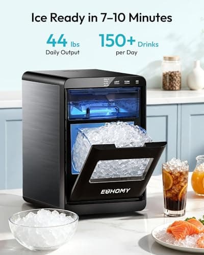 EUHOMY Nugget Ice Maker Countertop, 44Lbs/24H Sonic Ice Maker Machine, Self-Cleaning Pellet Ice Makers with Ice Scoop&Basket, Countertop Pebble Ice Maker for Home/Kitchen/Office