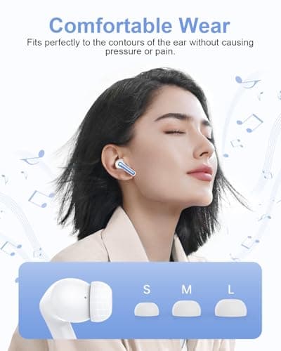 HUIFU Wireless Earbuds, Bluetooth Ear Buds Headphones, 40H Long Playtime, Stereo Deep Bass, LED Power Display, IP7, Lightweight in Ear Earphone with Mic for iPhone Android Phone