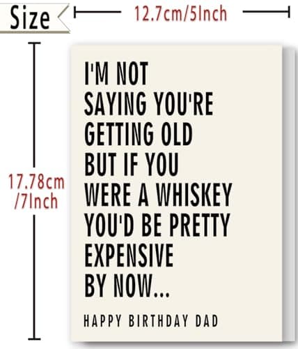 Whiskey Humor Birthday Decoration for Father, Happy Birthday Dad Card with Printed Message Inside FANCYLUCKY Funny Birthday Card Gift for Dad from Son Daughter B0GY3N7SWG