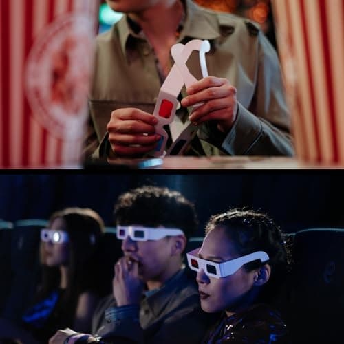 3D Paper Glasses for Movies and TV - Blue and Red Anaglyph Cardboard Glasses for Films