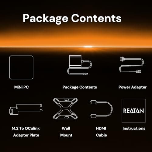 Reatan AI Oculink Mini Barebone PC AMD Ryzen 7 255 (8C/16T Upgraded 8745HS) Radeon 780M NO SSD & NO RAM & NO OS 8K Quad-Screen Display Desktop Gaming Mini Computers WiFi 7 BT:5.4 Built-in Speaker