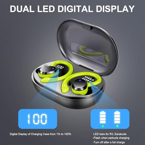 Wireless Earbuds Sport Bluetooth Headphones 5.4, 2025 Bluetooth Earbuds 4 HD Mic, Over-Ear Buds with Earhooks ENC Noise Canceling Earphones, 48Hrs Stereo, IP7 Waterproof Headset for Workout/Running