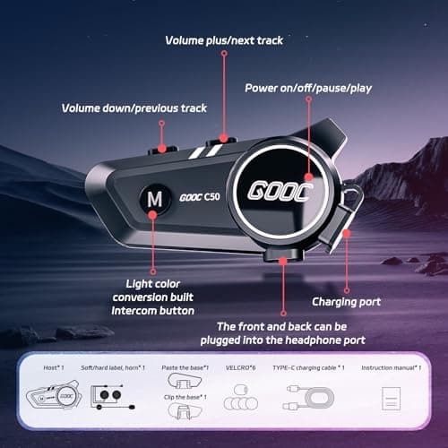 Motorcycle Bluetooth Headset Helmet Speakers Long Battery Life Helmet Headphone with Noise Cancellation&Music Sharing Ultra-Thin Wireless Bluetooth Headphones for All Helmets