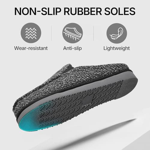 ATHMILE Mens Moccasins House Slippers Slip-on House Shoes with Warm Furry Faux Fur Cotton-Blend High-Density Memory Foam Non-Slip Sole for Indoor Outdoor