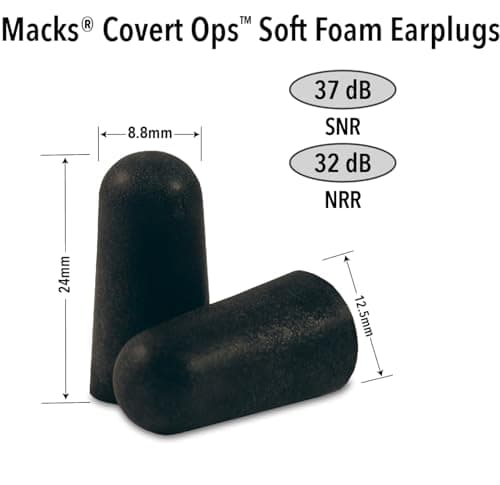Mack's Covert Ops Soft Foam Shooting Ear Plugs, 50 Pair - 32 dB High NRR, 37dB SNR - Comfortable Earplugs for Hunting, Tactical, Target, Skeet and Trap Shooting