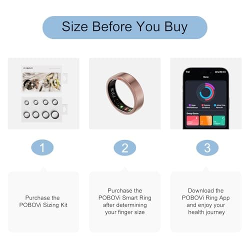POBOVi Ring OnePlus - Ultra-Thin Titanium Smart Ring - 7 Days Battery Life - Fitness/SPO₂/Stress/HR/Sleep Skin Temperature Tracker - No App Fee - iOS&Android Compatible (Rosegold,7)