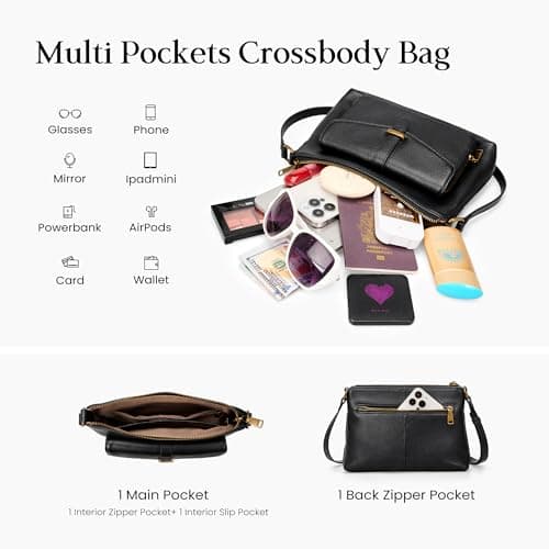 befen Genuine Leather Crossbody Bags for Women Soft Small Leather Purse with Built in RFID Wallet Trendy Shoulder Handbags