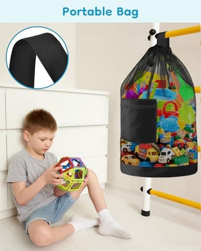Large Mesh Beach Bag Drawstring Toys Bag, Swim Pool Toys Balls Storage Bags Gym backpack, Beach Toy Shells Organizer