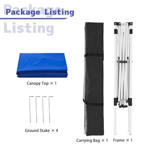 Oneofics Canopy Tent, 10X10 FT Pop Up Canopy Outdoor Instant Tent Slant Legs with Carrying Bag, Portable Gazebo Shelter for Patio Deck Garden and Beach - 8X8 FT Canopy Cover, Blue