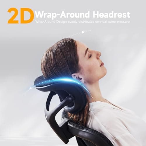 amseatec Office Chair Ergonomic Desk Chair,350 LBS Home Mesh Office Desk Chairs with 3D Adjustable Lumbar Support,5D Flip-up Arms,2D Adjustable Headrest,Comfortable Computer Gaming Chairs(Black)