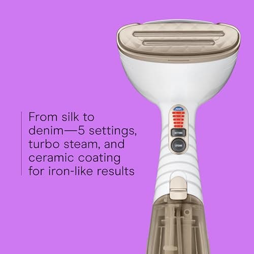 Conair Handheld Garment Steamer for Clothes, Turbo ExtremeSteam 1875W Fabric Steamer, Portable Handheld Design, Strong Penetrating Steam, White/Champagne