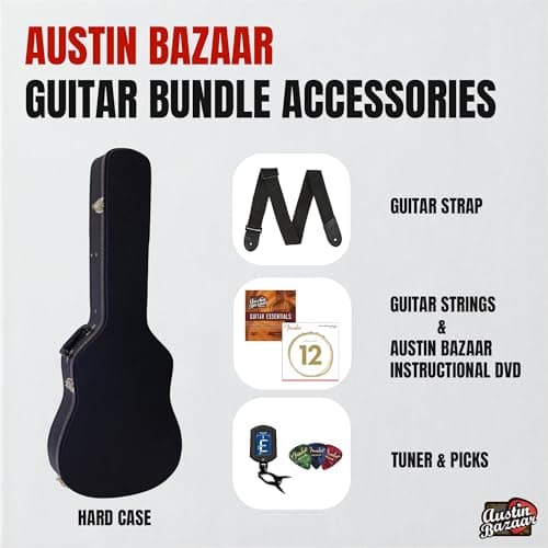 Fender CD-60S Solid Top Dreadnought Acoustic Guitar - All Mahogany Bundle with Hard Case, Tuner, Strap, Strings, Picks, and Austin Bazaar Instructional DVD