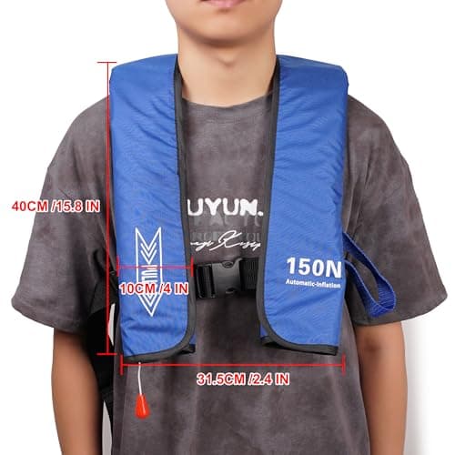 Automatic Inflatable Life Jacket | Low Profile PFD for Adults | Compact Design Self Inflating Life Vest | Supports up to 330 lbs