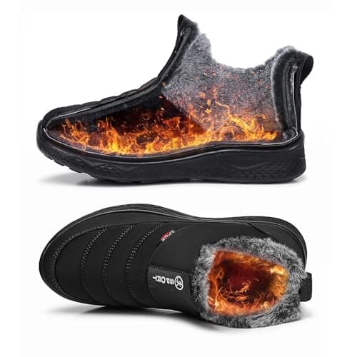 SHIBEVER Womens Winter Snow Boots: Women Ankle Booties Warm Fur Lined Waterproof Insulated Slip On Outdoor Shoes