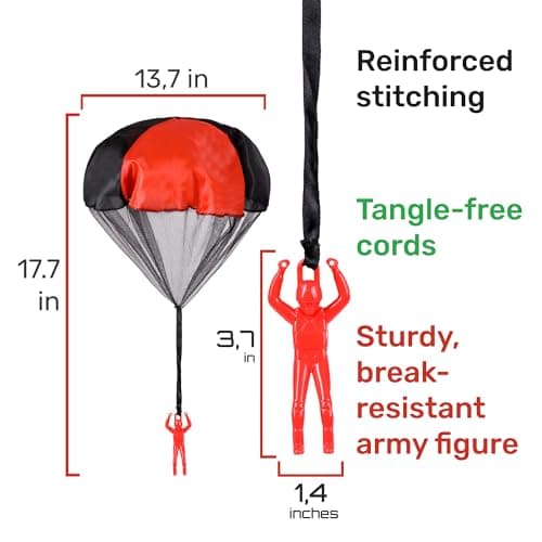 NUTTY TOYS Parachute Toys for Kids - Tangle Free Outdoor Flying Parachute Men, Top Indoor & Outside, 3 4 5 6 7 8 9 10 11 12 Year Old, Best Christmas Stocking Stuffers Idea 2025 Unique Boy & Girl Gifts