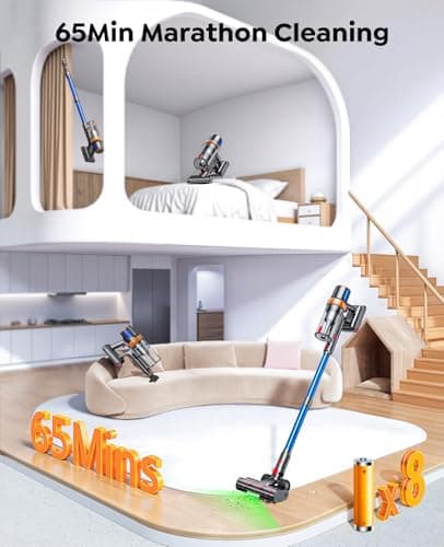 Cordless Vacuum Cleaner, 600W 50KPA 65Mins Vacuum Cleaners for Home, Upgraded Stick Vacuum with Extra Mattress Cleaning Tool, Self-Standing, Anti-Tangled Vacuum Cordless for Pet Hair/Floors/Carpets