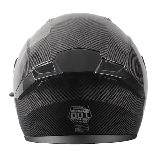 SPARK DOT Approved Modular Flip-Up Dual Visor Motorcycle Full Face Helmet for Adults Men & Women (Carbon Fiber, Large)