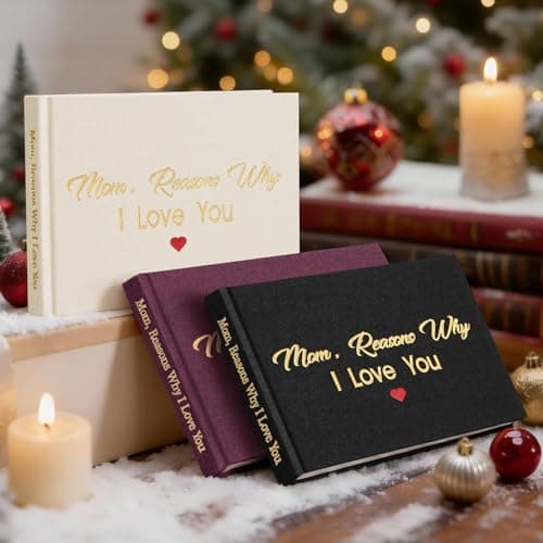 Artmag What I Love about Mom Fabric Book Fill-in-the-Blank Love Journal for Mom Birthday Mother's Day Christmas Gifts Stocking Stuffer for Mother Beige
