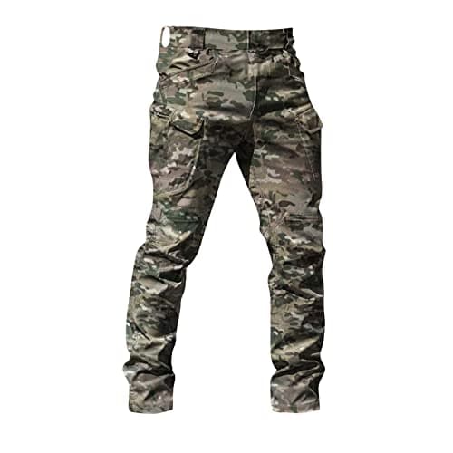 tobchonp Mens Cargo Pants Water Resistant Relaxed Fit Hiking Work Pants Multi Pockets Ripstop Flex Baggy Camo Tactical Pant