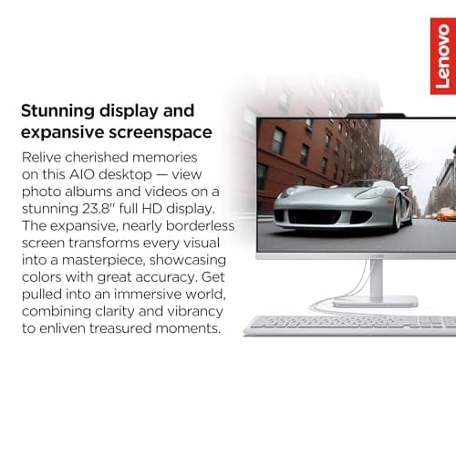 Lenovo IdeaCentre Everyday Tasks 24" Full HD All-in-One Desktop Computer • Lifetime Office 365 for The Web • Intel 4-Cores • 512GB External and 256GB SSD • 8GB RAM • Keyboard and Mouse • Windows 11