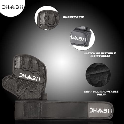 Dhabii Weight Lifting Gloves Compatible with Smart Watches, Ventilated Workout Gloves with Wrist Wraps for Men and Women- Great for Cross Training, Pull Ups, Gym, Workout.