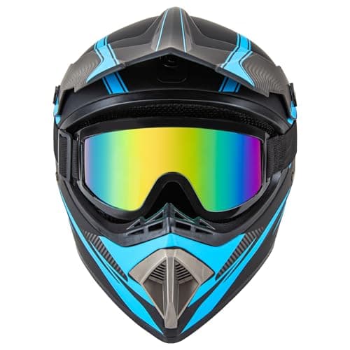 CARTMAN Adult Dirt Bike Helmets Motocross ATV Dirtbike Offroad Full Face Motorcycle Helmet, DOT Approved Matte Black and Blue