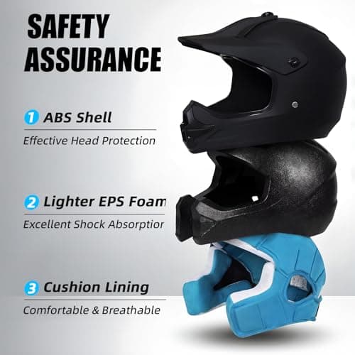 TRIANGLE Youth Kids Dirt Bike Helmet Full Face Motocross Helmet with Goggle & Gloves DOT/FMVSS-218 Approved Motorcycle Helmet