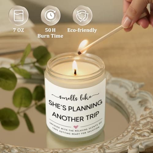 Cool Gifts for People Who Travel, Birthday, Vacation, Christmas Gift for Traveler Women Friend, 50Hr Burn, 7oz Soy Wax Candle Travel Gifts for Women, Funny Travel Lover Candle, Lavender Scent B0DGBQ1H1B