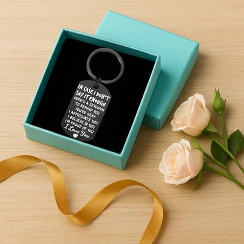 Gifts for husband Boyfriend I Love You Gifts for Him Her Wife Girlfriend Mens Stocking Stuffers, Gift Box, Engraved Keyring Boyfriend Keychain Husband Anniversary Christmas Valentines Birthday Gifts B0DSS766P4