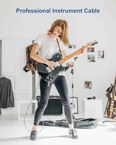 Aqdocvf Guitar Cable, Guitar Cord 10ft AMP Cord for Bass & Electric Guitars/Keyboard/Mandolin TS 1/4 Inch Instrument Cable, Pro Audio Straight Angle Black