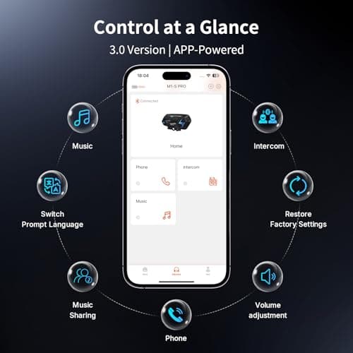 Fodsports Motorcycle Bluetooth Intercom, Music Sharing, M1S Pro 2000m 10 Riders Group Helmet Communication System Headset Universal Wireless Interphone (Waterproof/Handsfree/Stereo Music/GPS/2 Mic)