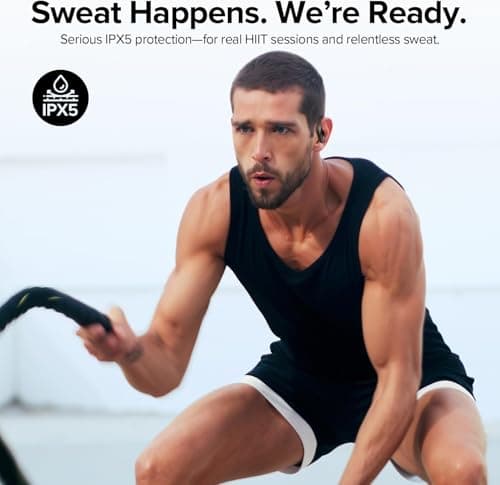 occiam Sport Wireless Earbuds Bluetooth Headphones 80hrs Playtime Deep Bass Ear Buds with Earhook Noise Cancelling Mic Waterproof Earphones for Workout Running Black