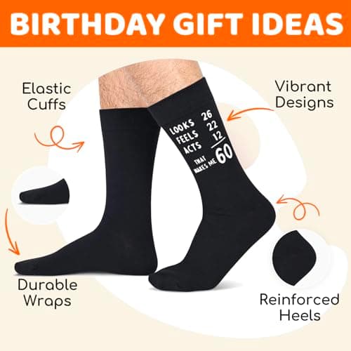 HAPPYPOP 50TH 60TH Birthday Gift Ideas - Men Birthday Socks for 50 60 Year Old Man Dad Him