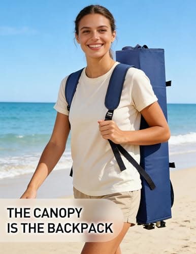 East Oak Oversized Camping Chair with Canopy | 400 LBS Heavy Duty Folding Beach Chair with Canopy Shade, Roomy Seat, Full Sun Protection, Ample Storage | Canopy Chair for Outdoors