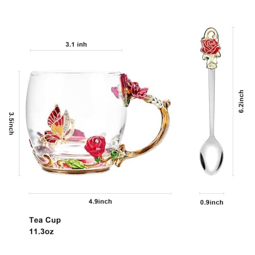 OEAGO Gifts for Mom Women Stocking Stuffers for Women Christmas Glass Coffee Enamels Mug Valentines Gifts for Her Girlfriend Wife Best Birthday Valentine's Mothers Day from Daughter Son Tea Cup