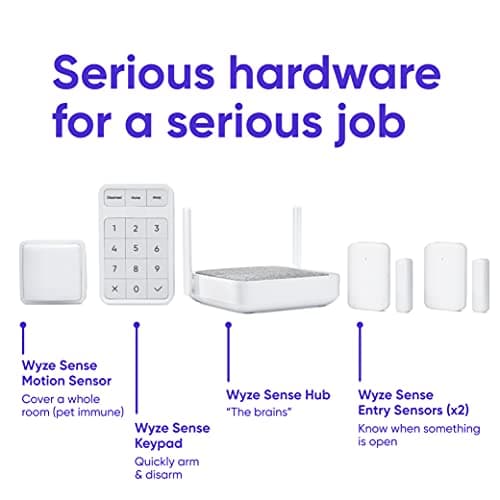Wyze Home Security System Core Kit with Hub, Keypad, Motion, Entry Sensors (2), and 3 Months of 24/7 Professional Monitoring Included (Service Required) (Renewed)